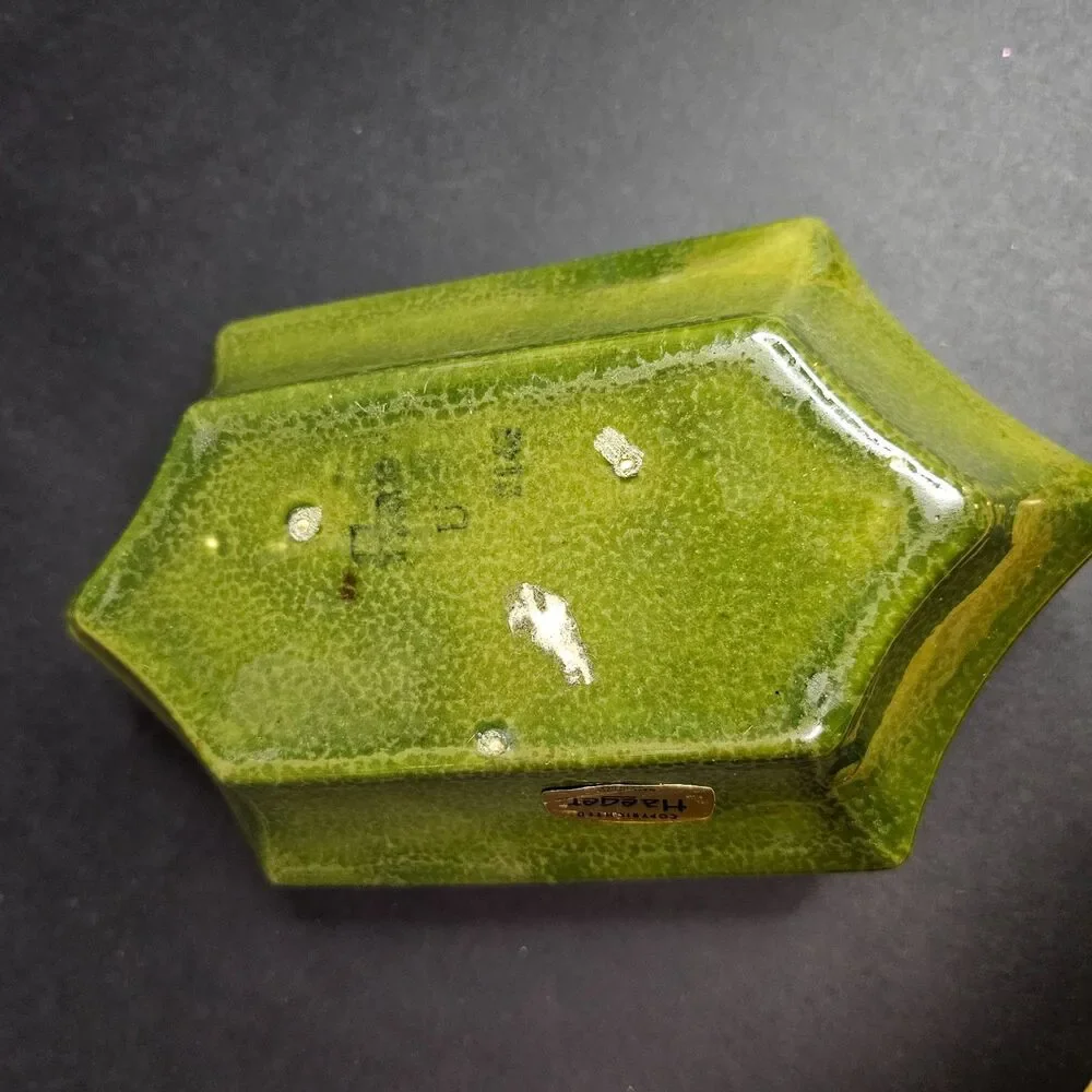 Vtg Haeger Hexagon Flower Pot Green 8.5